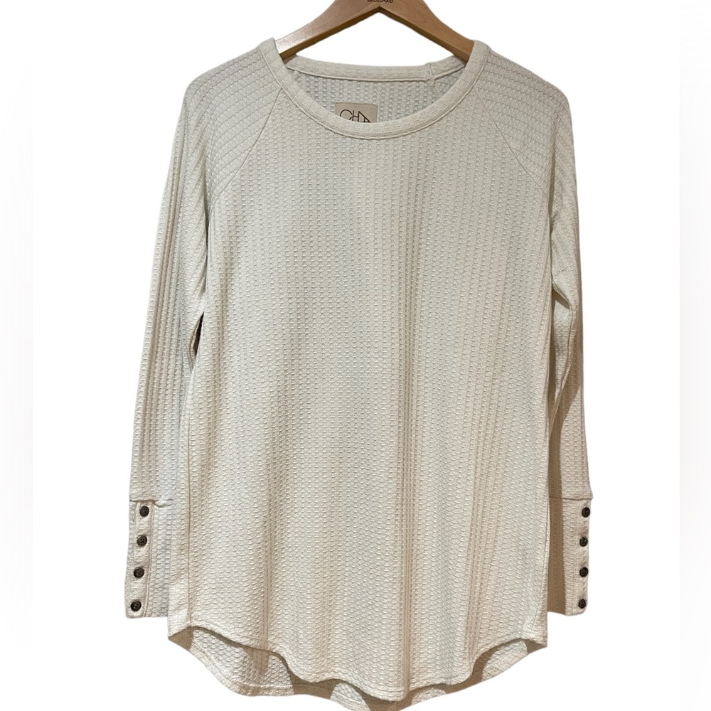 Chaser long sleeve waffle knit thermal shirt scoop neck size medium